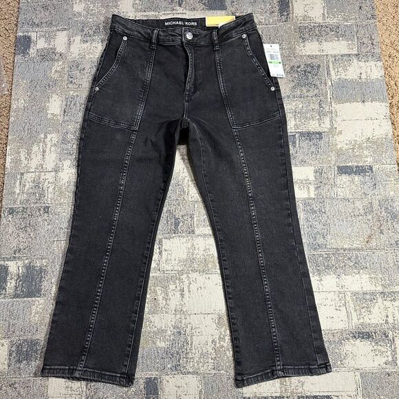 Michael Kors Women Jeans Selma Hi Rise 8P Black Selma Cropped Flare $110 NWT - Picture 3 of 10